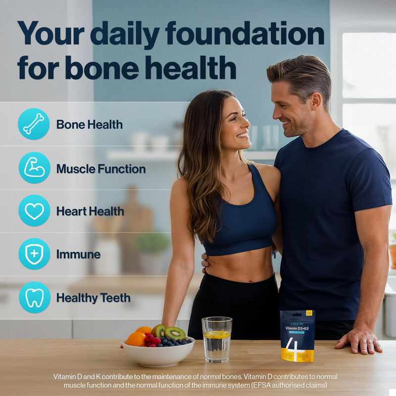 Vitamin D3 K2 Tablets (800 IU + 100µg MK7) – 365 Small Easy to Swallow UK Made Vegan Vitamin D Supplement (1 Year Supply) – Bone Health, Teeth, Muscle & Immune – Cholecalciferol – 4 HIM & HER Vitamin D3 + Vitamin K2 (800IU + 100µg)