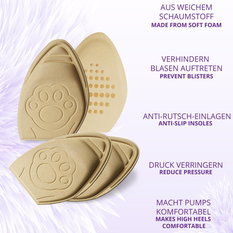 [Australia] - SULPO 2 pairs of bunion pads for shoes that are too big - Fits in almost every shoe - Pads against foot pain made of EVA foam - Sponge heel pads, toe grips liner, toe filler (plain tip, beige) plain tip 