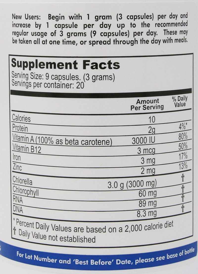 [Australia] - 100% Pure Premium Grade Chlorella Pyrenoidosa by Nature's Balance - 180 Capsules 180 Count (Pack of 1) 
