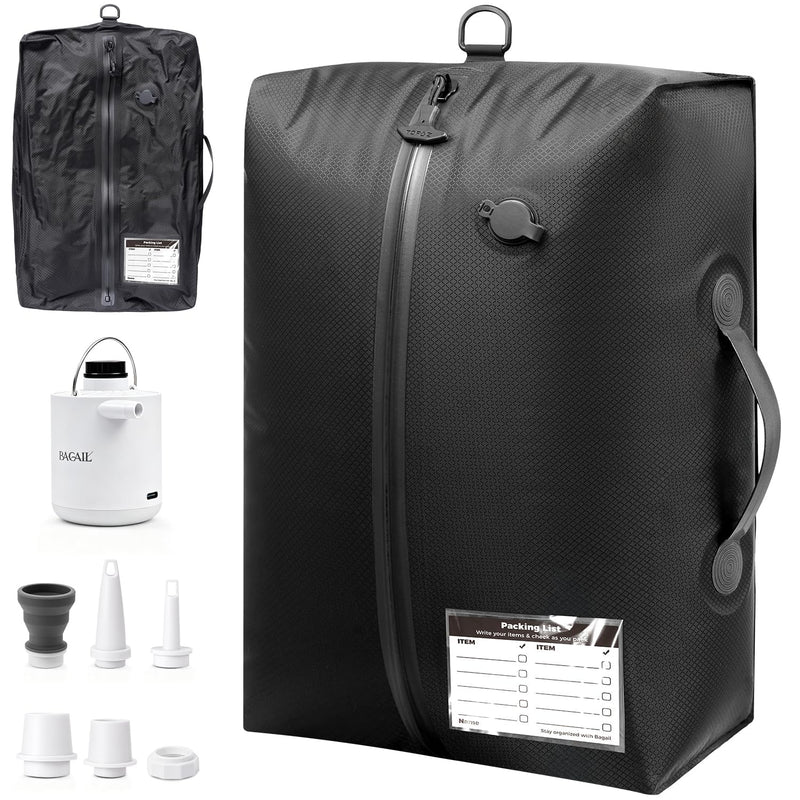 BAGAIL 6 Set Compression Packing Cubes and TPU Travel Vacuum Bags