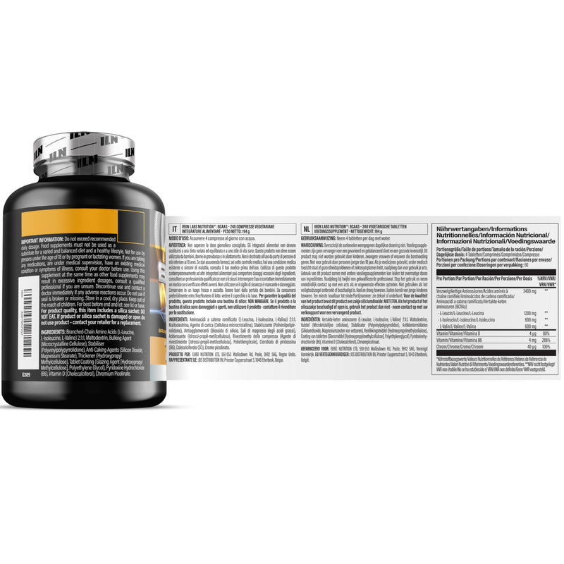 BCAA Tablets (240 Tablets) - 2400mg BCAAs per Serving (Amino Acid Supplements) - BCAA Capsules with Vitamin D - Amino Acids Suitable for Vegetarians 240 count (Pack of 1)