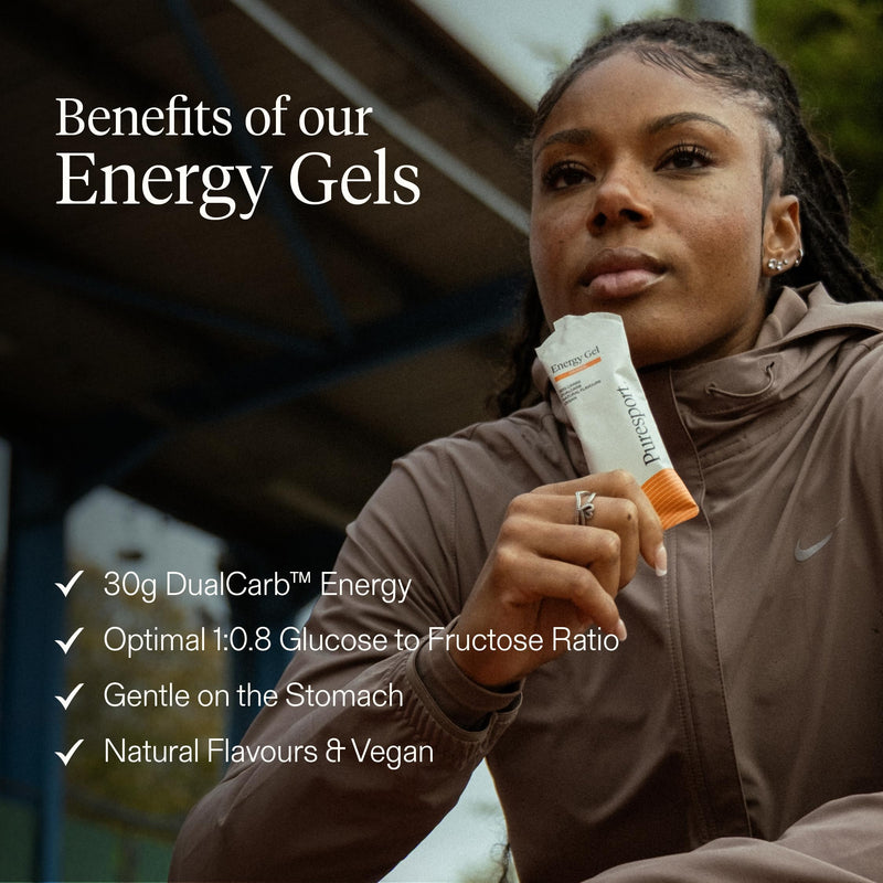 Puresport Energy Gels Variety Pack (Berry/Orange, 6 Pack) Fast-Release 30g DualCarb Gels Designed for Runners, Matte Black Sports Water Bottle
