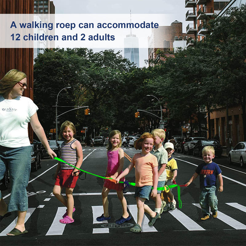 [Australia] - Safety Walking Rope with Colorful Handles for Daycare Teacher and Schools Designed (12 Children and 2 Adults) Green 