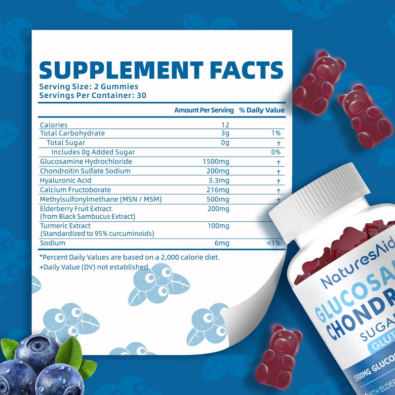 [Australia] - Glucosamine Chondroitin Gummies with MSM & Elderberry Extra Strength - Joint Support, Antioxidant Immune Support Supplement for Adults, Men & Women.(2 Pack) 60 Count (Pack of 2) 