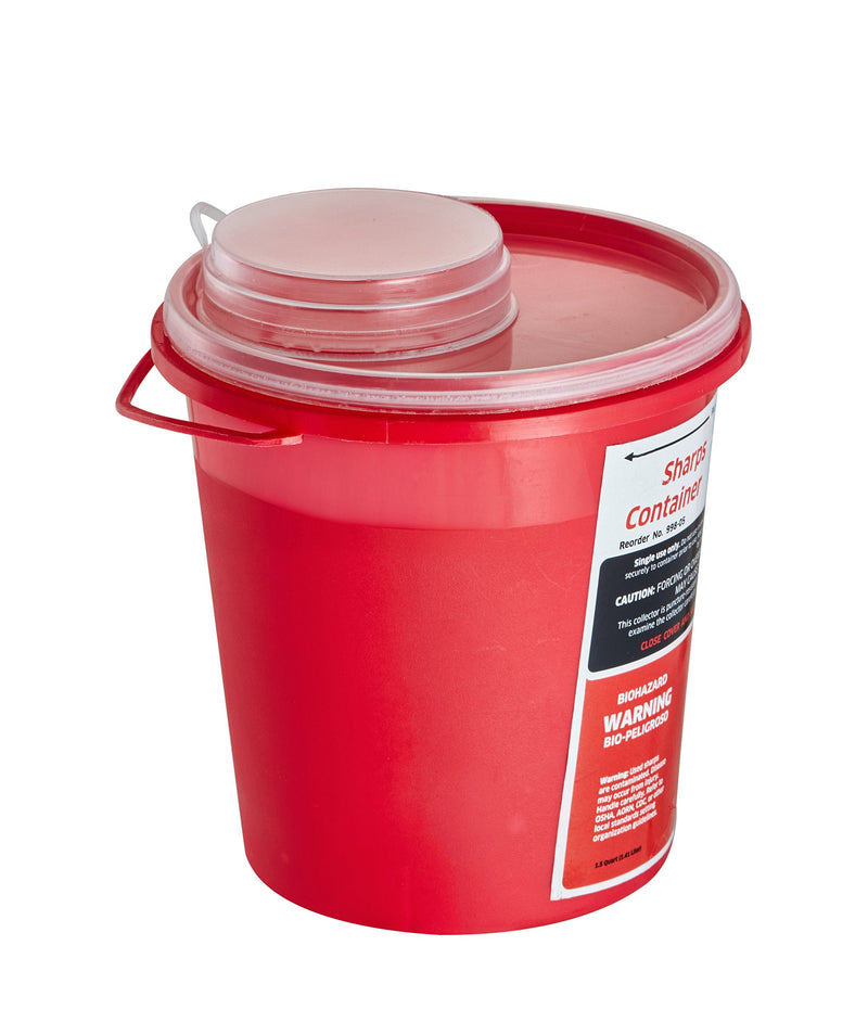 [Australia] - AdirMed Sharps Disposal Container with Flip Open Lid - Biohazard and Syringe Disposal Container - Ideal for Home, Clinic, Office, Barber Use with Flip-Open (1.5 Quart, Round) 1.5 