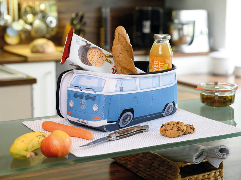 BRISA VW Collection - T2 Bus Camper Toiletry Bag Cosmetic Case | Volkswagen Toiletry Bag Cosmetic Case, Water-Repellent, Hanging Hook, 4 Mesh Pockets for Travel, Bathroom, Neoprene, Large ['Large (30 x 14 x 12 cm)'] ['Blue']