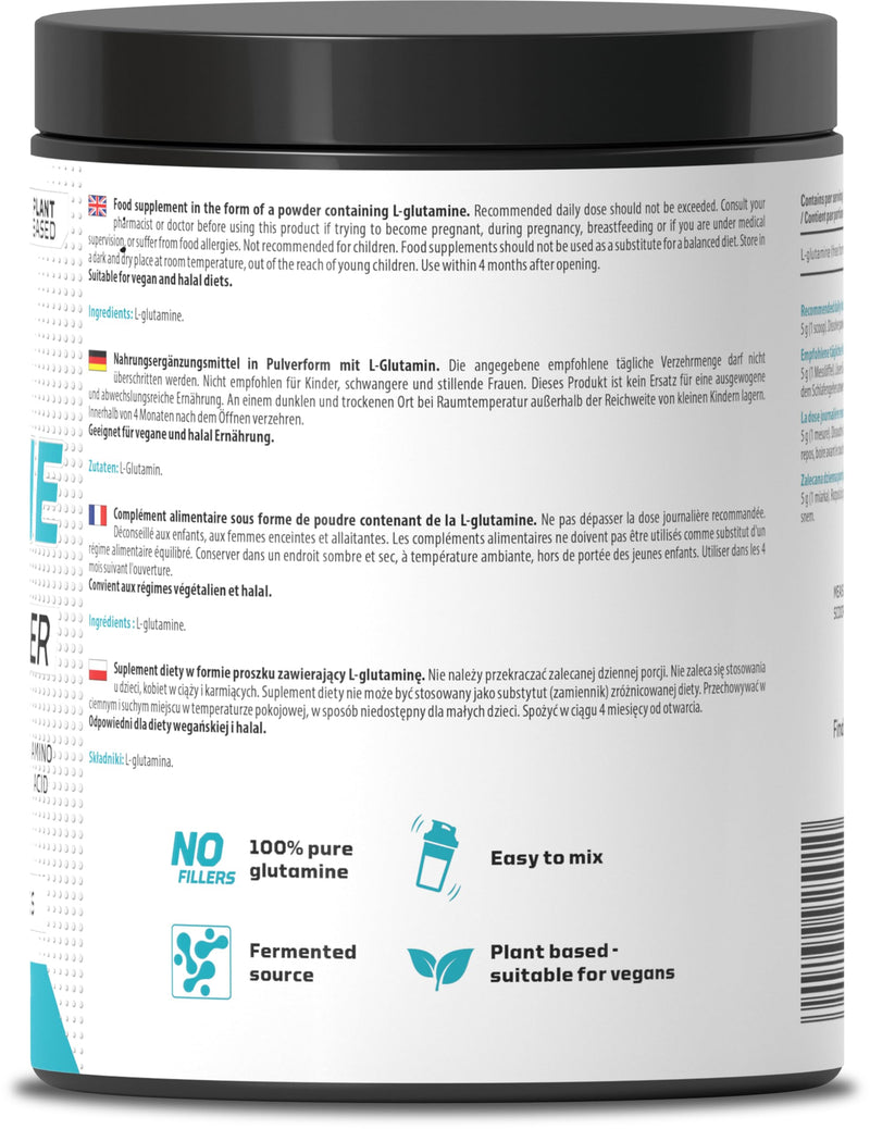 Skill Nutrition Glutamine - 500 g | L-Glutamine Powder | Supports Recovery & Muscle Rebuilding | Free from Sugar & Fillers | Vegan & Vegetarian-Friendly 500 (Pack of 1)
