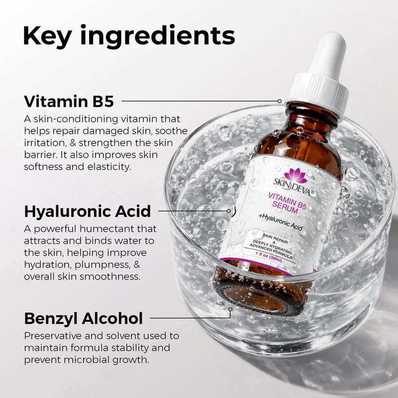 Skin Diva Vitamin B5 + Hyaluronic Acid Serum Multi-Depth Hydration Serum for Plumper, Smoother Skin – Hydrating Facial Serum for Sensitive & Dry Skin, Oil-Free, Lightweight - Pack of 2 1 Fl Oz (Pack of 2)
