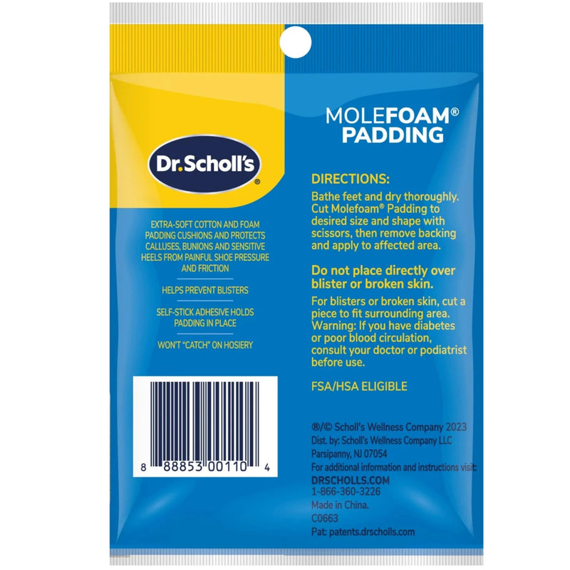 [Australia] - Dr. Scholl's Molefoam Padding, 2 each - Pack of 6 - Packaging May Vary 