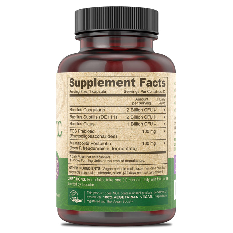 DEVA Vegan Probiotic Supplement - Pre, Pro, and Postbiotics for Digestive Health, 5 Billion CFU, Soil-Based, Spore-Forming, Dairy Free, FOS Prebiotics, for Women and Men, Vegan Capsules, 90 Count 90 Count (Pack of 1)