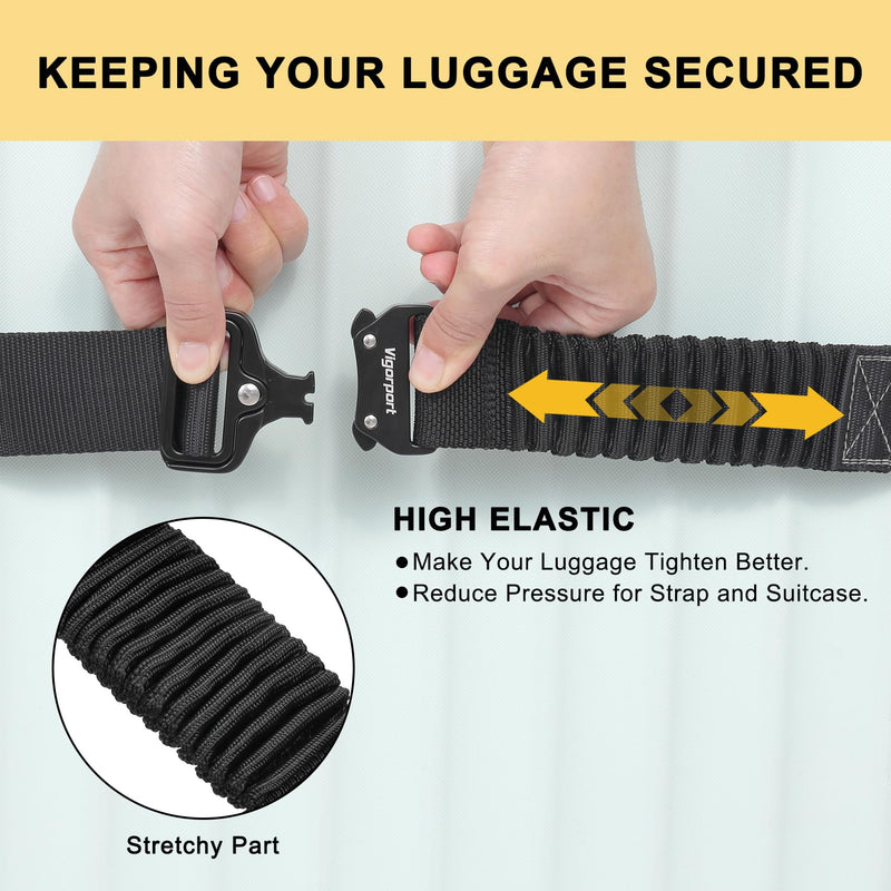 Luggage Straps for Suitcase, Add A Bag Adjustable Attachment Accessories for Connect Your 3 Luggage Together, Luggage Straps with Stretch Part, Suitcase Belt TSA Approved