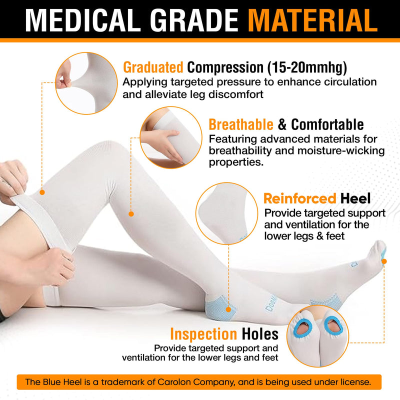 [Australia] - Doc Miller TED Hose Thigh High Anti Embolism Stockings for Women & Men, Hospital Style Surgical Stockings, Plus Size White Compression Socks 15-20mmHg, Support Hose with Inspection Hole 5X-Large (1 Pair) 