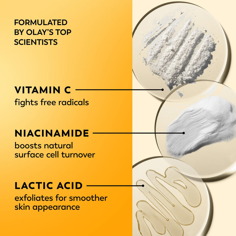 Olay Vitamin C Face Moisturizer, Brightening Cream for Women, Trial Size, Evens Tone, Dark Spot & Hyperpigmentation Reduction, Glowing Skin Care - Niaciniamide, Lactic Acid, 0.5 Oz 0.5 Fl Oz (Pack of 1)