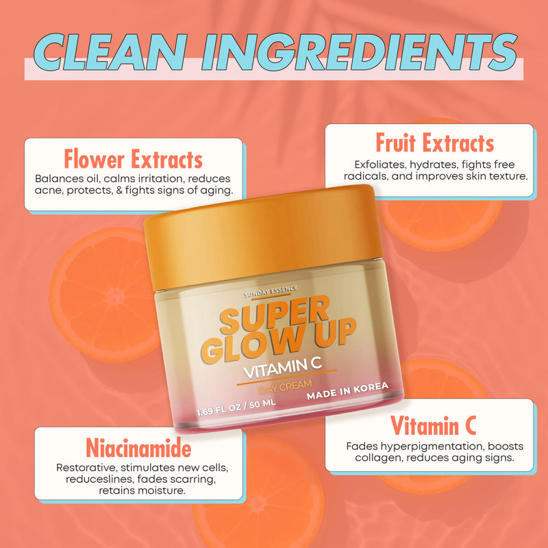 Vitamin C Day Cream - Dermatologist Tested, Anti- Aging, Korean Skin Care - Hydrates, Evens Skin Tone & Boosts Radiance - Clean Beauty, Vegan, Non-GMO, Cruelty-Free - 1.69 Fl Oz Vitamin C