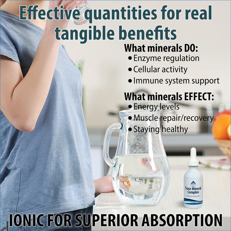 [Australia] - Trace Mineral Complex | Full Spectrum Minerals | Ionic Liquid Mineral Drops for Water | Electrolytes, Hydration Supplement | 2 fl oz Glass Bottle 