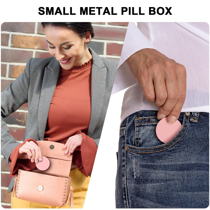 Portable Pill Box Metal Pill Case - Travel Pill Container for Pocket Purse | Single Waterproof Aluminium Alloy Round Daily Pill Organizer to Hold Vitamins, Fish Oil, Medicine Medium Size M