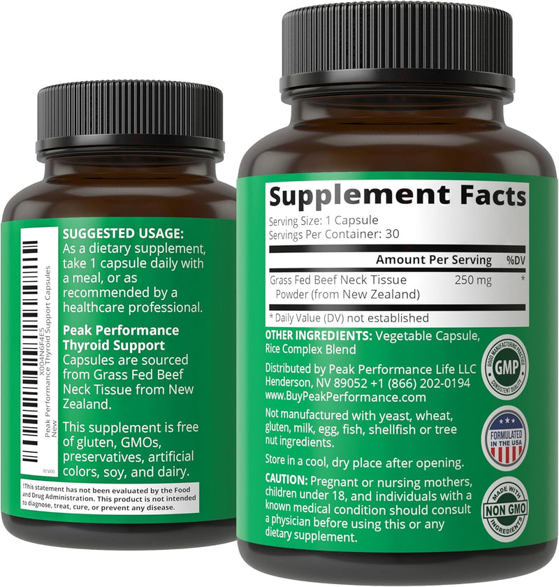 [Australia] - Raw Desiccated Thyroid Supplement. Grass Fed New Zealand Beef Neck & Thyroid Gland Capsules for Women and Men. Ancestral Living Ethically Sourced Bovine Supplements for Energy and Metabolism Support 