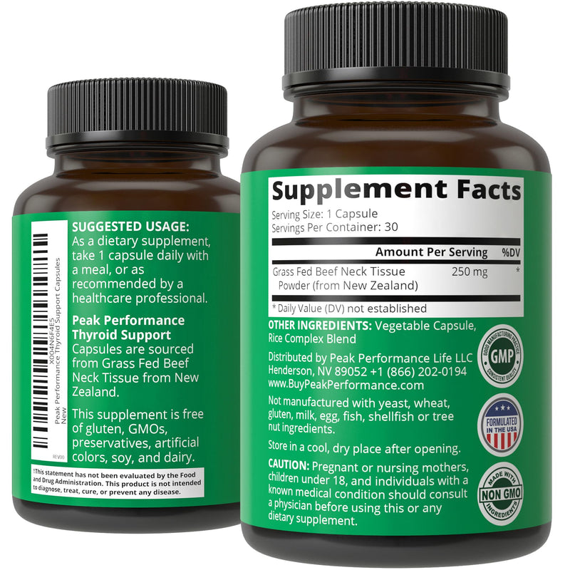 [Australia] - Raw Desiccated Thyroid Supplement. Grass Fed New Zealand Beef Neck & Thyroid Gland Capsules for Women and Men. Ancestral Living Ethically Sourced Bovine Supplements for Energy and Metabolism Support 