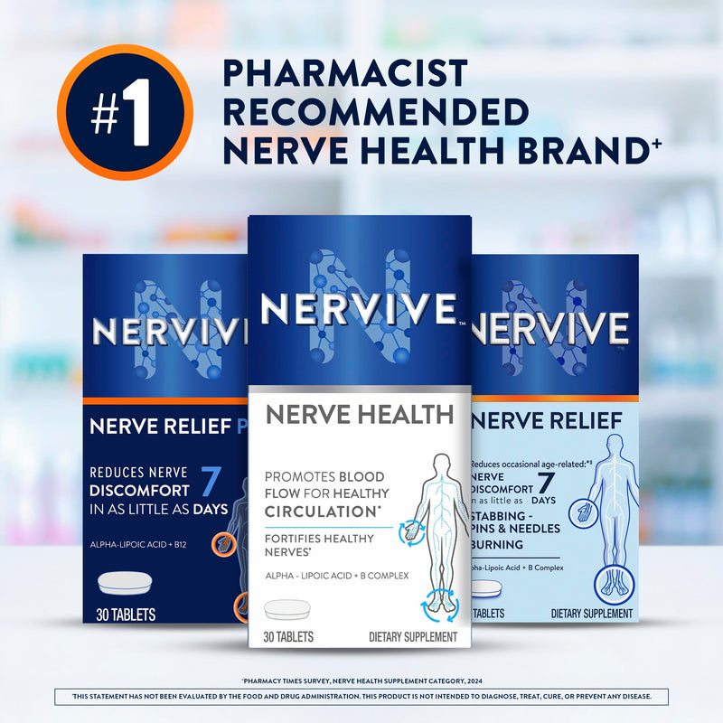 Nervive Nerve Health, Alpha Lipoic Acid, Fortify Nerve Health, Healthy Nerve Function, Healthy Blood Circulation, Supplement, Tablet, 30 Tablets 30 Count (Pack of 1)