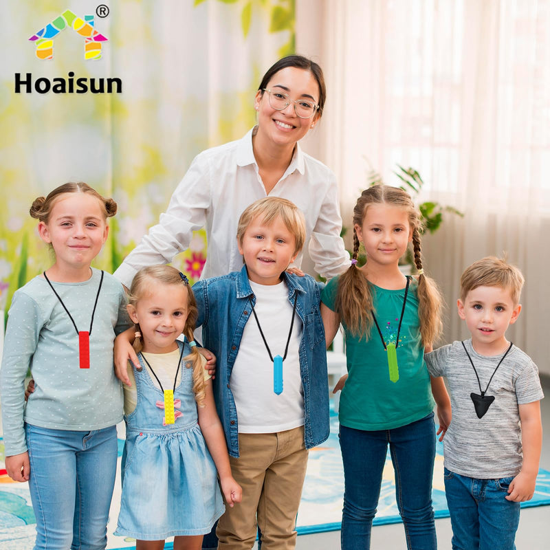 [Australia] - Chewy Necklaces for Sensory Kids, 6 Pack Chew Necklaces for Sensory Boys and Girls with Autism, ADHD, SPD, Chewing, Silicone Teething Necklace Chew Toys for Adults Reduce Anxiety Fidget 