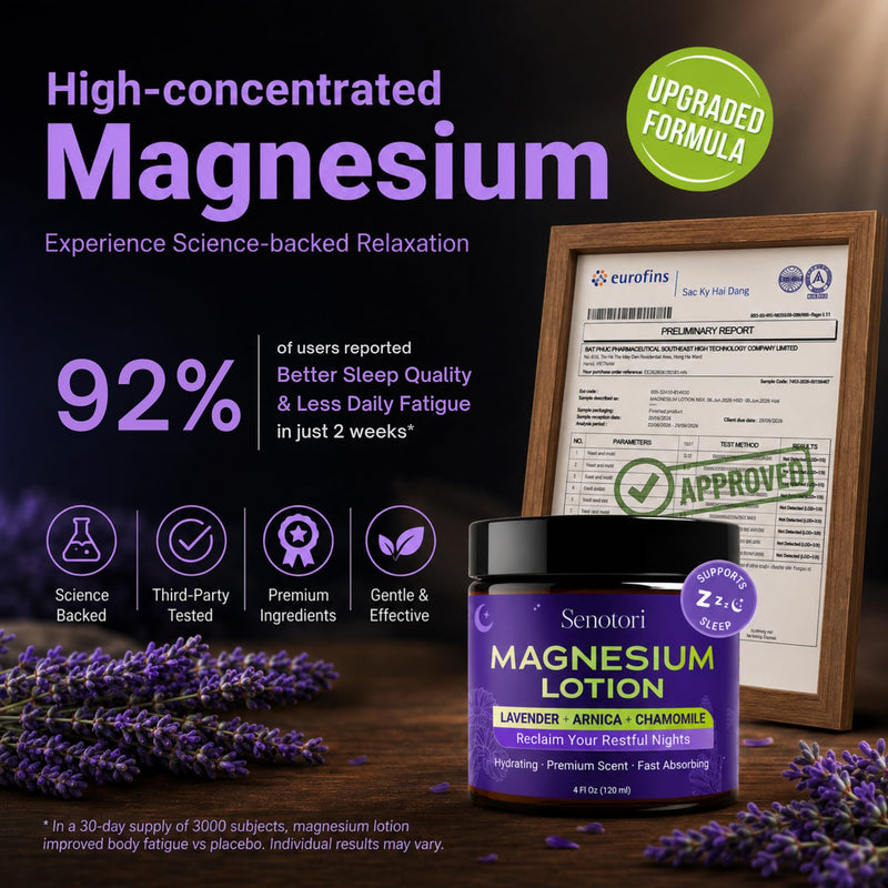 Magnesium Lotion for Sleep with Arnica, Lavender & Chamomile - 4Oz | Nighttime Magnesium Cream for Muscle, Leg, Foot Lotion, Relaxation Gifts for Women, Birthday Gifts for Women, Fast Absorbing 4 Fl Oz (Pack of 1)