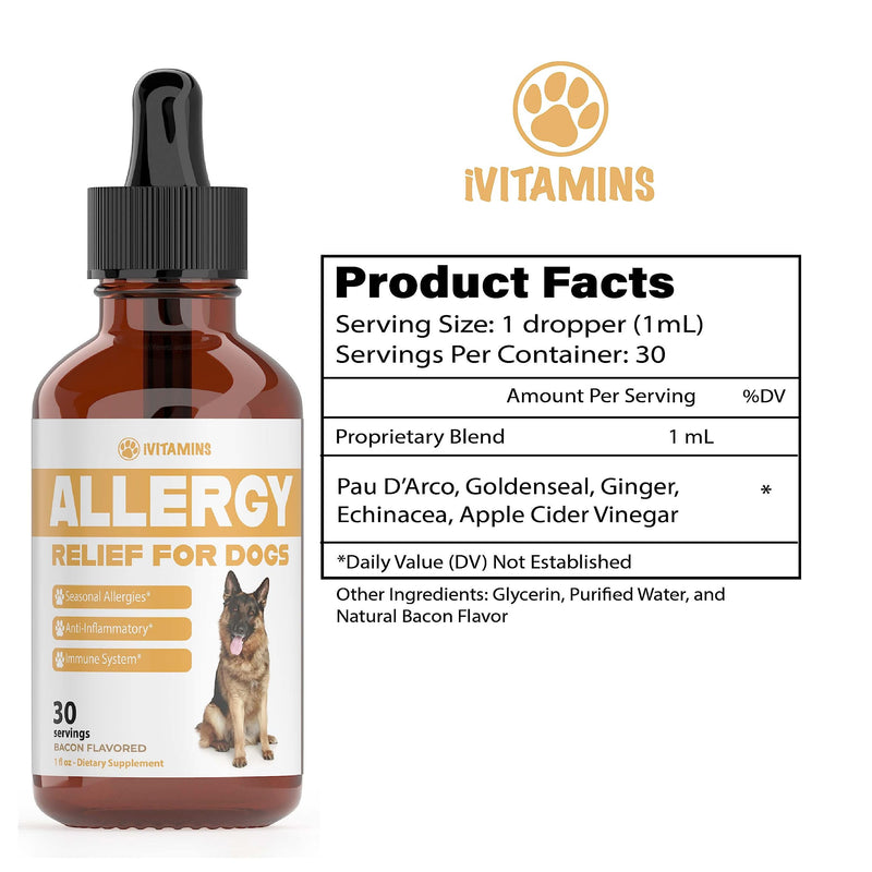 Natural Dog Allergy Relief - Helps to Naturally Support Allergy & Itch Relief for Dogs - Allergy Relief for Dogs Itching - Itch Relief for Dogs - Dog Itch Relief - Dog Allergy Support - 1 fl oz (Dogs) - PawsPlanet Australia