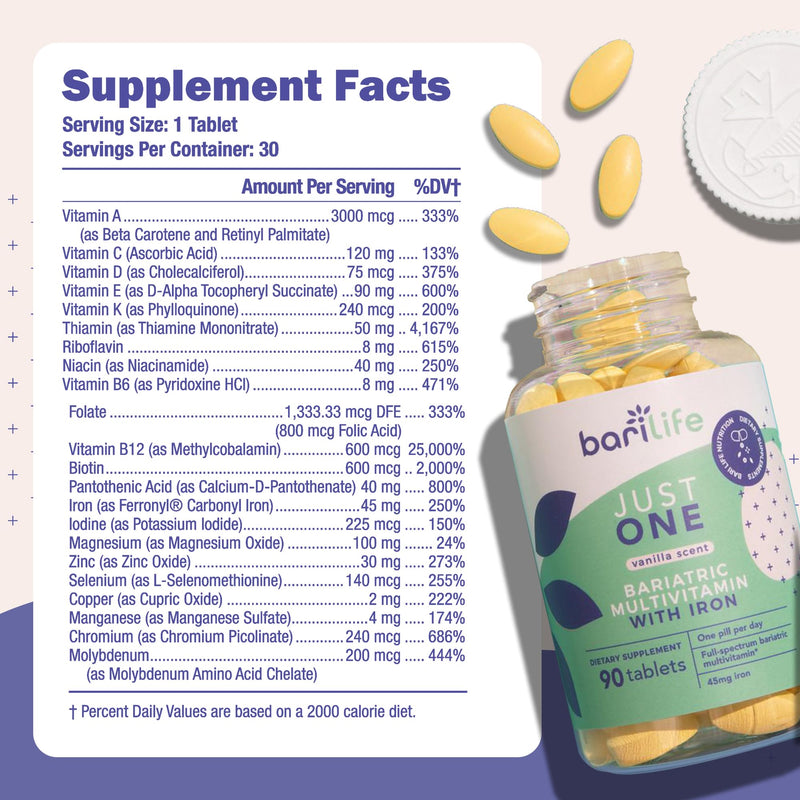 Just One - Once Daily Bariatric Multivitamin with Iron (30) 30 Count (Pack of 1)
