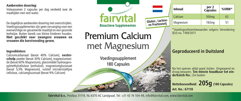 [Australia] - Fairvital | Premium calcium magnesium capsules - 180 capsules - for 3 months - HIGH DOSE - with oyster shell powder 