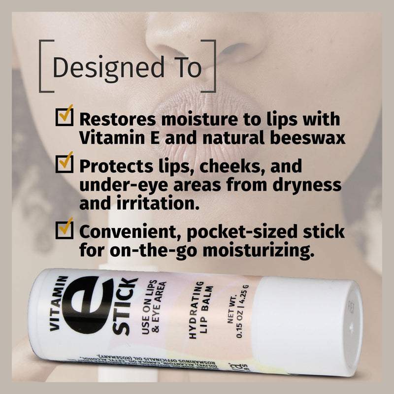 Vitamin E Stick, Hydrating Lip Balm & Under Eye Care, Pack of 6 | Beeswax, shea butter & allantoin, soothes chapped lips, vit e lip balm stick for men & women 0.14 Ounce (Pack of 6)