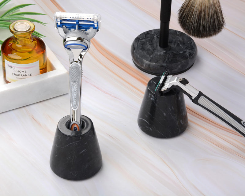 [Australia] - GMYIAK 2 pieces marble razor blade stand, opening diameter 18 mm, desk pen holder, toothbrush razor blade stand for bathroom worktops black 