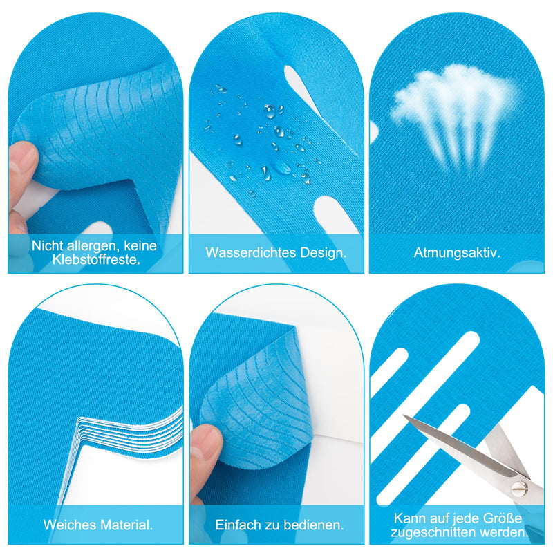 [Australia] - Pack of 10 Blue PreCut Kinesio Tapes Knee, Kinesio Tapes Pre-Cut Knee, Kinesiology Tape, Without Shere, Waterproof & Elastic Physio Tape for Knee Pain (Blue) 