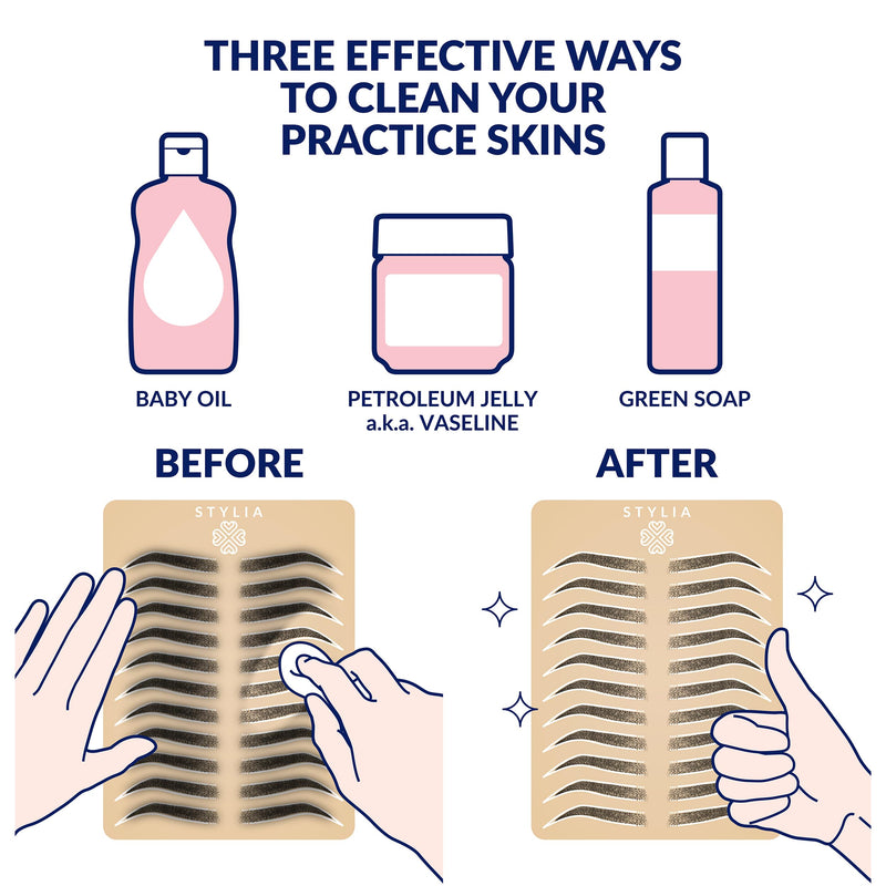 [Australia] - Stylia Microblading Practice Skins: Inkless, Realistic Fake Skin Sheets for Eyebrow Tattoo Training, 6 Count, Ivory 6 Ombre Double Sided 