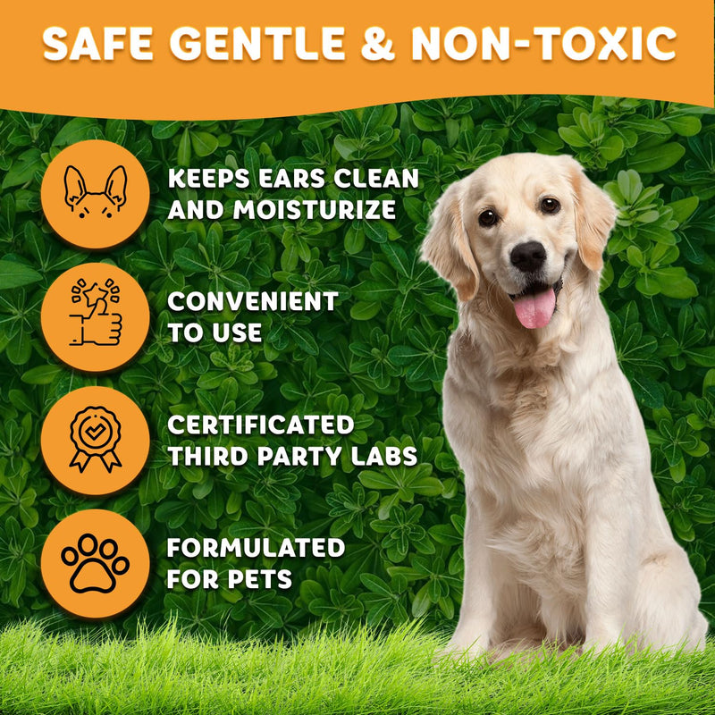 Petglow Dog Ear Cleaner, Gentle Wax Remover, Gentle Ear Cleaning Drops, Effective Ear Drops for Itch, Odor, Aloe Vera and Turmeric Ear Cleaning Solution for Dogs, Cruelty-Free - PawsPlanet Australia
