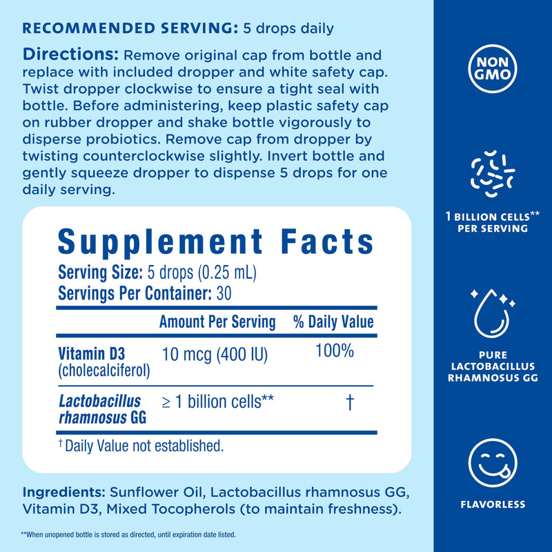 Mommy's Bliss Baby Probiotics + Vitamin D Drops,Supports Digestive Health & Immune Function*,400IU Vitamin D,Supports Bone Development*,Newborns+,Flavorless,0.34 Fl Oz (30 Servings),(Pack of 2) 0.34 Fl Oz (Pack of 2)