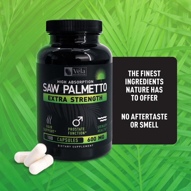 [Australia] - Vela Saw Palmetto Extra Strength High Absorption Supplement Capsules - No Bad Smell - 1 Capsule x Day - 600 mg Capsule (100 Count) 