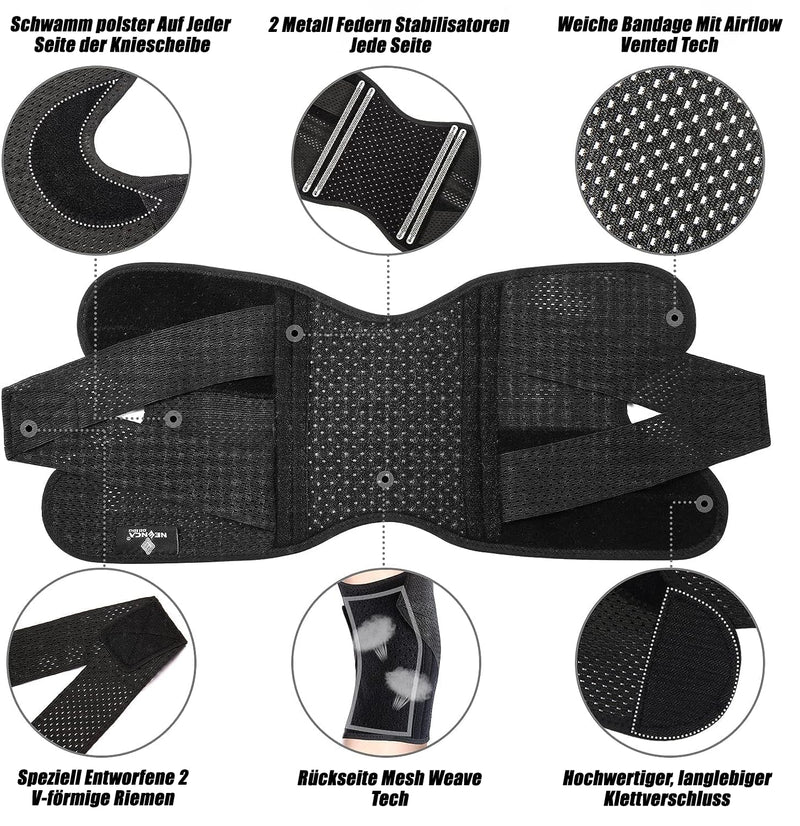 [Australia] - NEENCA Knee Support for Knee Pain, Compression Knee Brace with Air Mesh Fabric, Adjustable Knee Pack with Side Stabilizers, Ultra Soft Bandage for Meniscus Tear, ACL, Arthritis Relief Black L 