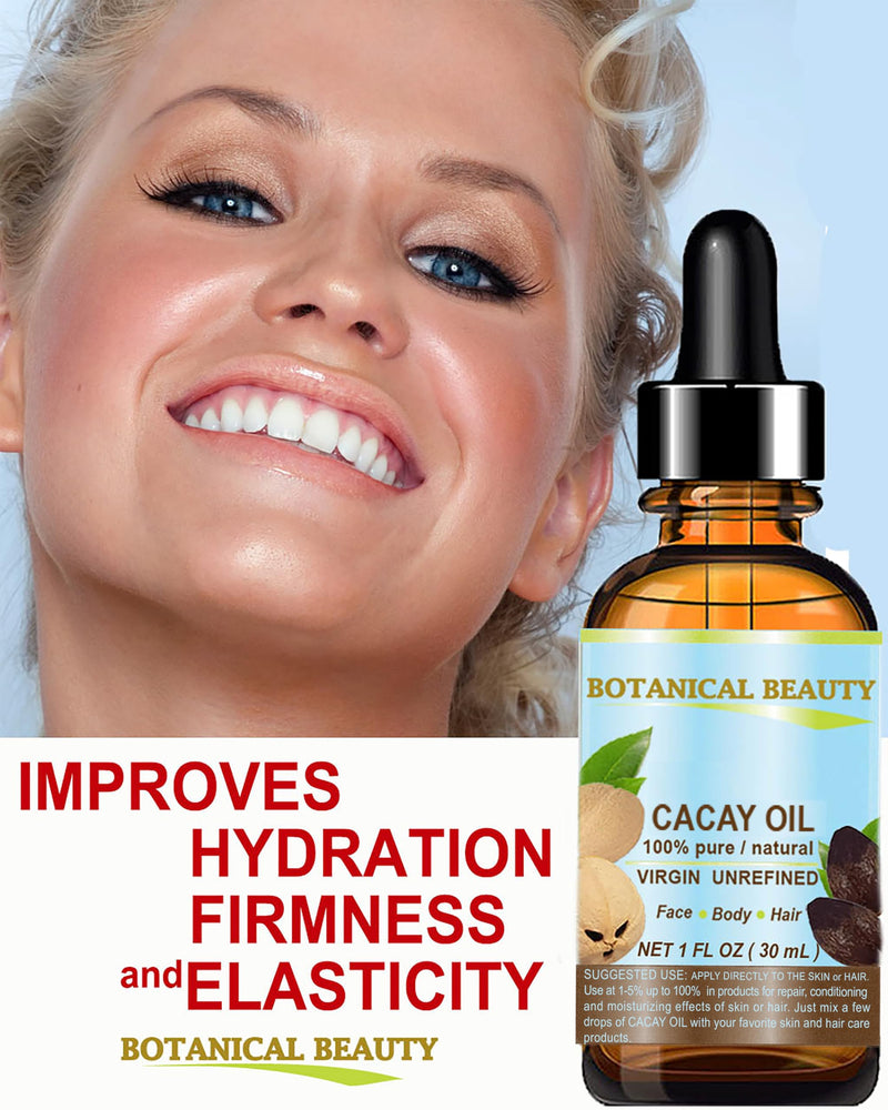Botanical Beauty CACAY OIL 100% Pure Natural Virgin Unrefined Cold-Pressed Carrier Oil WILD GROW 0.5 Fl Oz 15 ml For Face, Skin, Body, Hair. Anti Wrinkle Face Oil Natural Retinol Vitamin A, Vitamin E