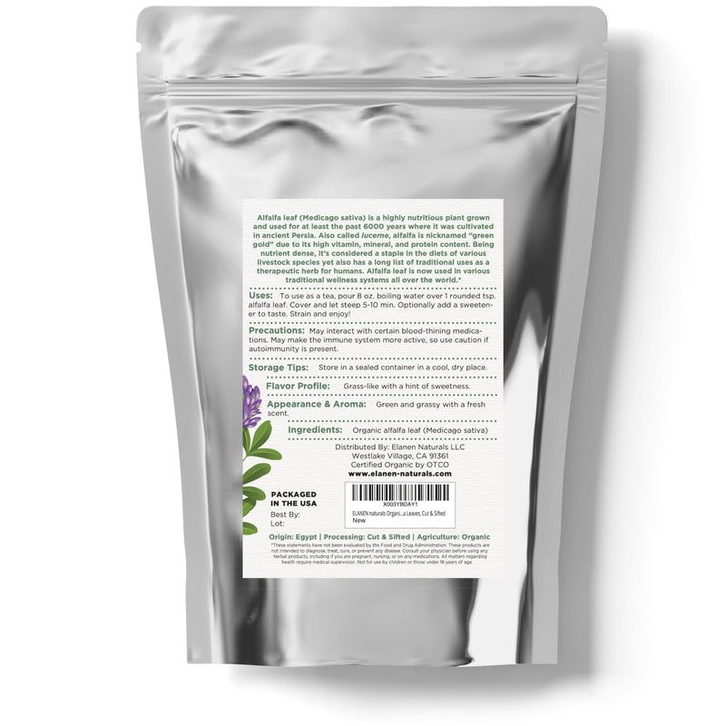 [Australia] - Organic Alfalfa Leaf 4 oz. (113g), USDA Certified Organic Alfalfa Leaf Herb Loose Leaf Tea, Medicago Sativa Herb, Alfalfa Tea Leaves, Cut & Sifted 