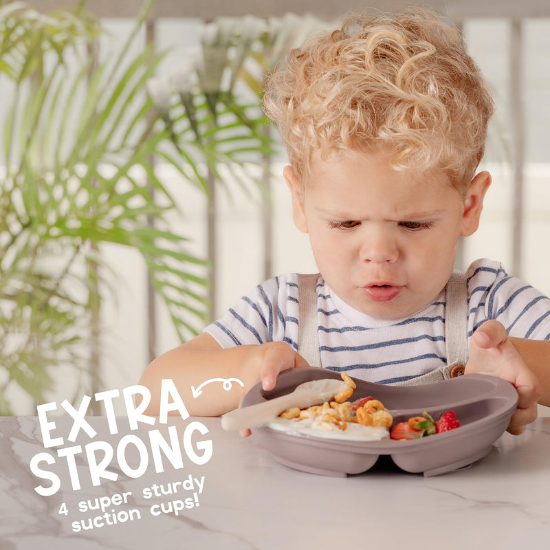 [Australia] - Suction Plates for Baby, Toddlers - FEATURES SUPER STRONG QUADRUPLE SUCTION - 100% Food Grade Silicone Toddler Plates with Suction - Unbreakable Divided Kids Baby Plates - Suction Plate 