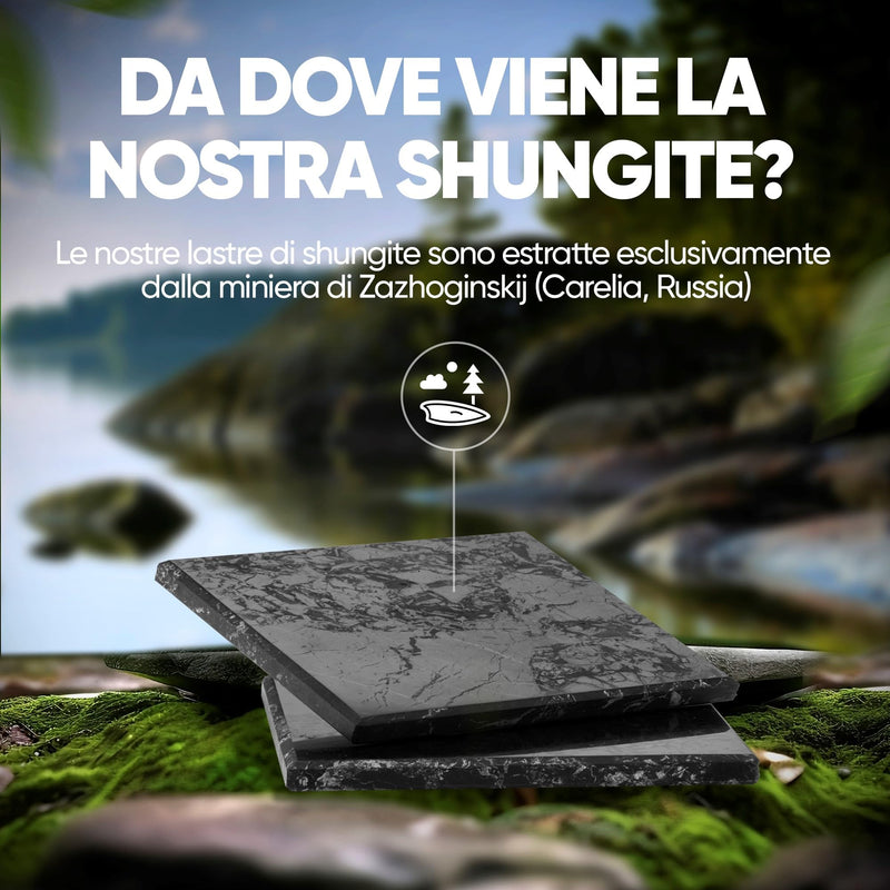 [Australia] - PURAJA Shungite Plates 2 pieces | Original from Karelia | For use as a radiation blocker, water vitalizer or protective stone against negative energy | With certificate of refill 2 pieces (10x10cm) 