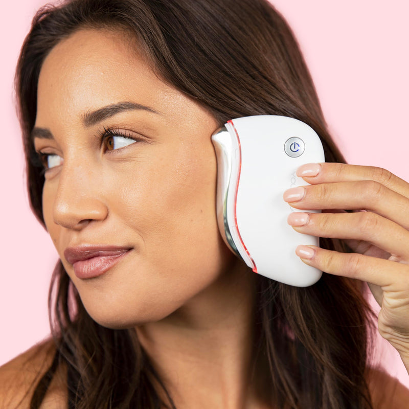 ProSculpt Heated Gua Sha Facial Massager – Electric Guasha Tool for Face Sculpting, Relaxation & Skincare | Soothing Vibration Facial Massage Tool with Contoured Design (White) White