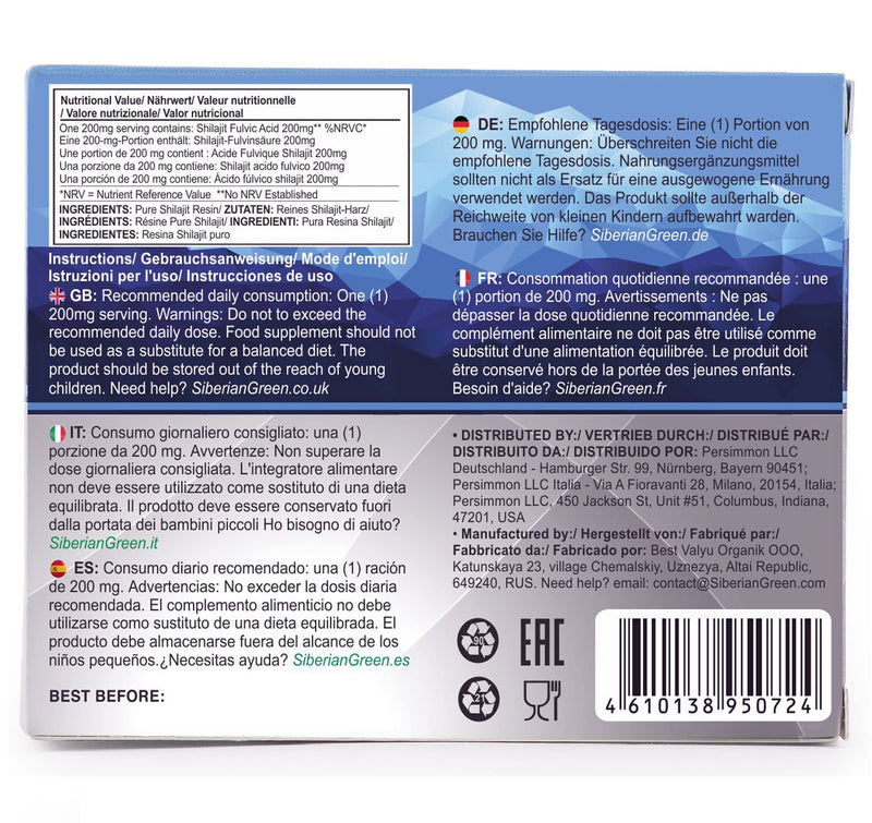Natural Shilajit in Tabs, 2 Packs of 60 Tabs (Total 120 Caplets)