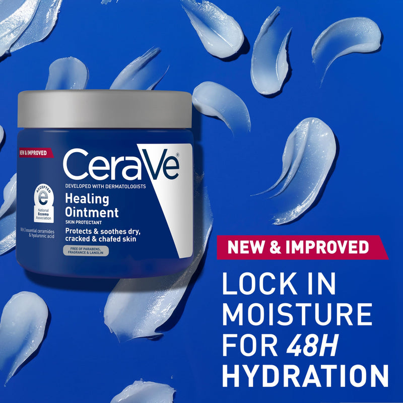 CeraVe Healing Ointment, Hyaluronic Acid Skin Protectant for Dry Skin, 12oz | Skin Care, Body Care, Barrier Cream, Skin Barrier Repair, Ceramides, Petrolatum, Lanolin Free, For Cracked, Chafed Skin 12 Ounce (Pack of 1)