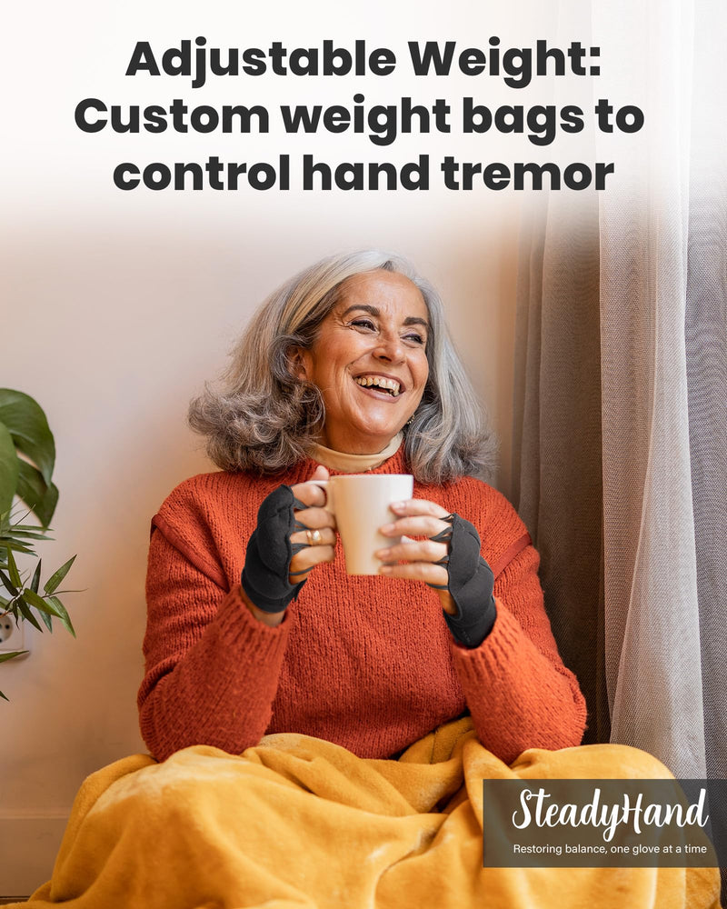[Australia] - SteadyHand Adjustable Weighted Gloves for Hand Tremors, Weighted Wrist Strengthening Tool Utensils for Enhanced Fine Motor Skills - Hand Solution for Parkinson's, Stroke Patients X-Large 