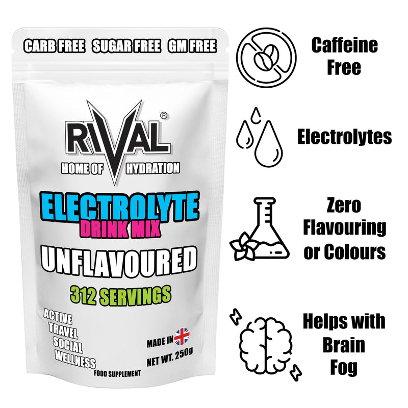 Electrolyte Powder Unflavoured – Zero Sugar Hydration Mix | 312 Servings | Keto, Fasting & Endurance – Sodium, Potassium, Magnesium (250g)