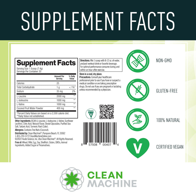 [Australia] - Clean BCAA - 2:1:1 Food Sourced BCAAs Powder & Coconut Water Electrolytes Recovery & Amino Energy Supplement - Award Winning Vegan Amino Acid Supplement - 30 Servings - Lemonade 30 Servings (Pack of 1) 