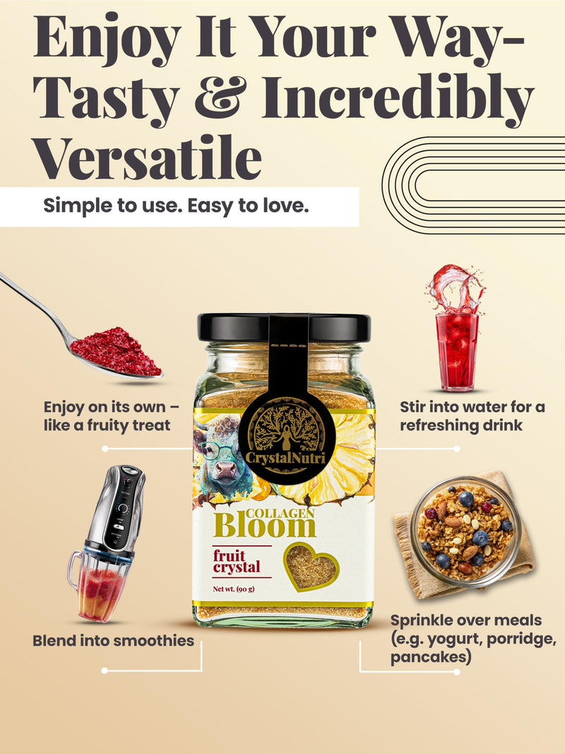 Collagen Bloom 90g – Better Then Freeze Dried Fruit - Concentrated Pineapple and sea Buckthorn Fruit Powder with Bovine Collagen - Low Temperature Drying – Preserving Natural enzymes