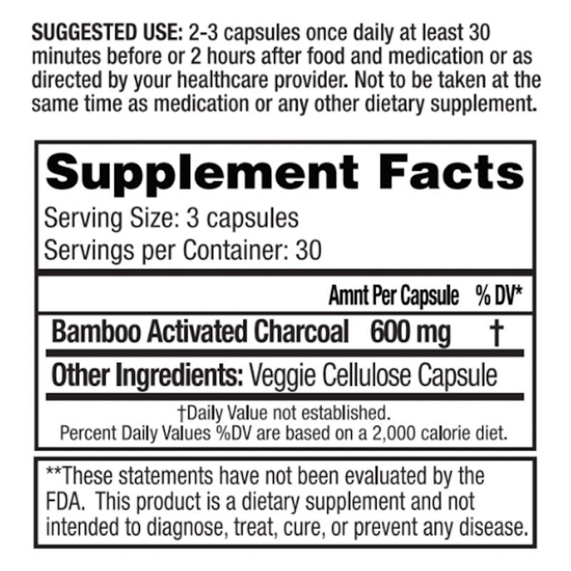 [Australia] - Dr. Tennant's Activated Bamboo Charcoal, Coconut-Free, Cleaner Than Coconut, Wood & Standard Charcoals, Detox & Toxin Removal within the GI Tract, Great for travel & promoting healthy digestive system 