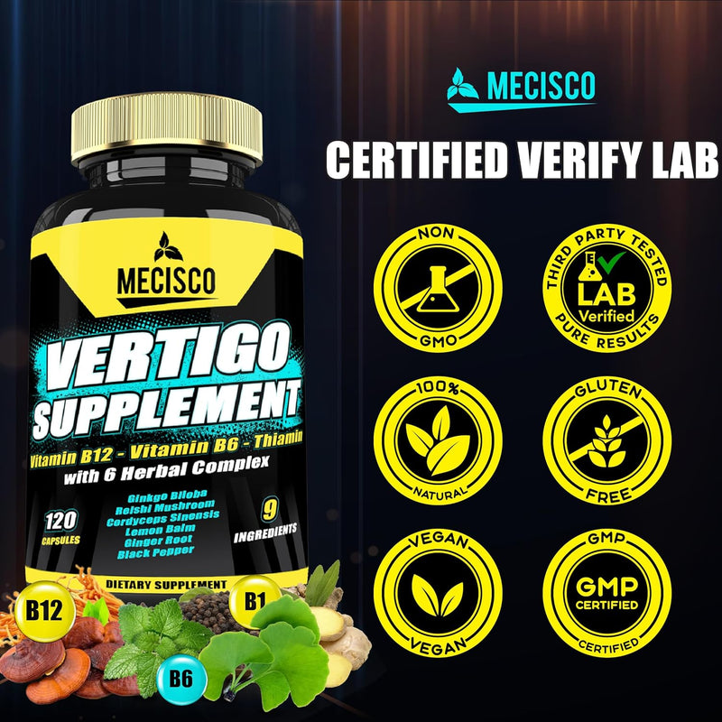 Liposomal Vertigo Supplement, High Absorption Formula with Ginkgo Biloba, Ginger Extract & Magnesium, Natural Wellness Supplement, Relaxation and Calm