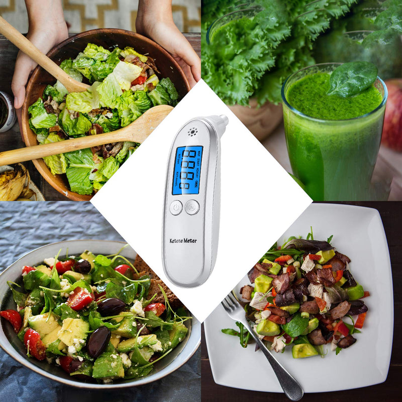 [Australia] - Professional Ketone Breath Analyzer Portable Breath Ketone Meter Digital Ketosis Breath Tester- Breath Analysis with 10 Replaceable Mouthpieces White 